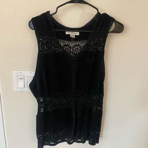 Medium black suede button tank top